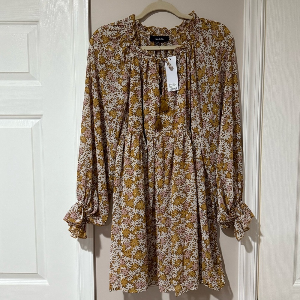Impeccable Pig It Comes Naturally Dress Size Medium Brown Floral NWT